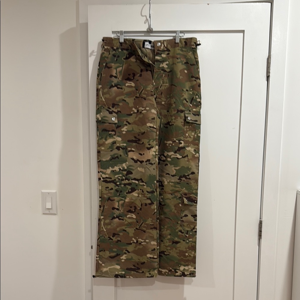 Fashion Nova Green and Brown Camouflage Trousers